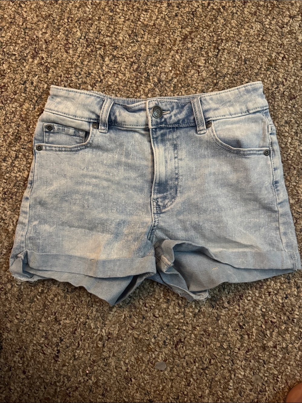 Derek Heart Light Blue Rolled Hem Denim Shorts